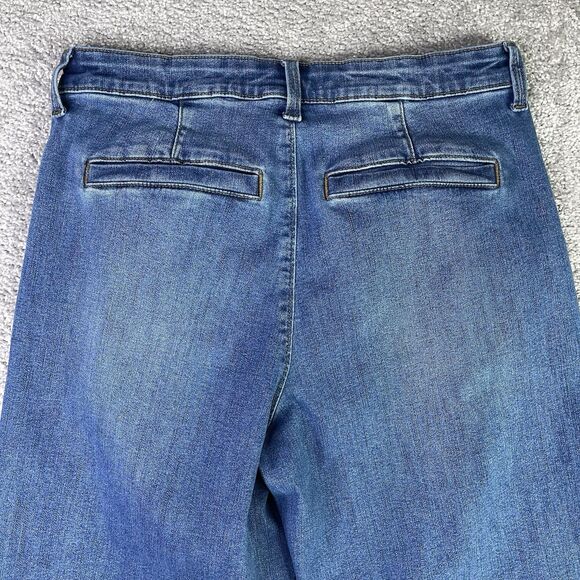 Ella Moss Jeans Women’s 6 Blue Wide Leg Cropped High Rise Medium Wash Denim Boho - Picture 4 of 14